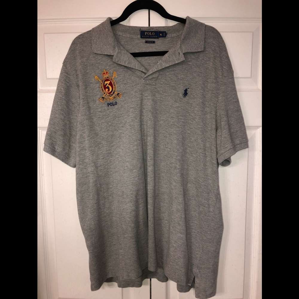 MENS POLO RALPH LAUREN GREY CLASSIC FIT POLO XL